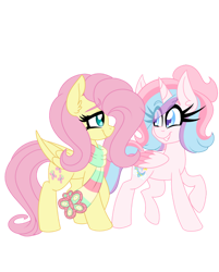 Size: 1280x1595 | Tagged: safe, artist:ladylullabystar, imported from derpibooru, fluttershy, oc, oc:lullaby star, alicorn, pony, clothes, female, mare, scarf, simple background, transparent background, two toned wings, wings