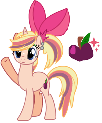 Size: 940x1136 | Tagged: safe, artist:princess-kitsune-tsu, artist:venomous-cookietwt, imported from derpibooru, oc, oc only, pony, unicorn, base used, bow, female, hair bow, magical lesbian spawn, mare, offspring, parent:applejack, parent:twilight sparkle, parents:twijack, simple background, solo, transparent background