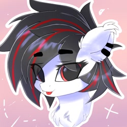 Size: 1280x1280 | Tagged: safe, artist:jfrxd, imported from derpibooru, oc, oc only, oc:jfrxd, bat pony, pony, black hair, bust, chest fluff, cute, ear piercing, male, photo, piercing, red eyes, solo, stallion, tongue out