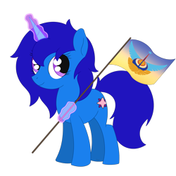 Size: 2048x2048 | Tagged: safe, artist:dyonys, imported from derpibooru, oc, oc:delly, unicorn, chibi, female, flag, magic, mare, simple background, transparent background, united equestria