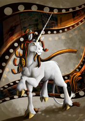 Size: 1237x1750 | Tagged: safe, artist:jamescorck, imported from derpibooru, oc, oc only, oc:movie slate, pony, solo, style emulation, the last unicorn