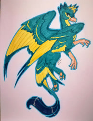 Size: 1920x2485 | Tagged: safe, artist:oneiria-fylakas, imported from derpibooru, gallus, griffon, alternate design, marker drawing, paw pads, solo, traditional art
