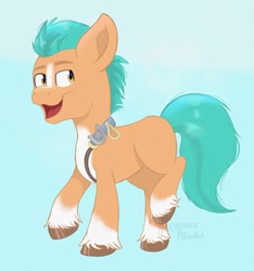 Size: 1776x1895 | Tagged: safe, artist:florencepaw, imported from derpibooru, hitch trailblazer, earth pony, pony, g5, male, open mouth, solo, stallion, unshorn fetlocks