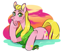 Size: 602x504 | Tagged: safe, artist:polymercorgi, imported from derpibooru, pony, g3, g3 to g4, g4, generation leap, pineapple paradise, solo