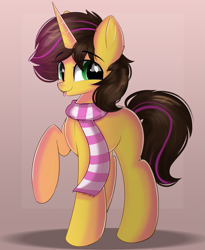 Size: 3299x4025 | Tagged: safe, artist:janelearts, imported from derpibooru, oc, oc only, oc:joshua lemonbrew, oc:joshua weedminster, pony, unicorn, :p, clothes, horn, scarf, solo, tongue out, unicorn oc