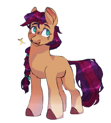 Size: 673x746 | Tagged: safe, artist:_sunbeast, imported from derpibooru, sunny starscout, earth pony, pony, braid, female, g5, mare, open mouth, simple background, solo, transparent background, unshorn fetlocks