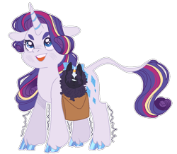 Size: 1078x940 | Tagged: safe, artist:teafrown, imported from derpibooru, rarity, oc, unnamed oc, classical unicorn, hybrid, original species, pony, unicorn, yakony, cloven hooves, female, interspecies offspring, leonine tail, mother and child, offspring, parent:rarity, parent:unnamed oc, simple background, transparent background, unshorn fetlocks