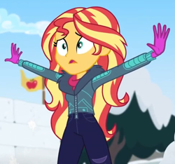 Size: 917x860 | Tagged: safe, imported from derpibooru, screencap, sunset shimmer, equestria girls, equestria girls series, holidays unwrapped, spoiler:eqg series (season 2), cropped, saving pinkie's pie, solo