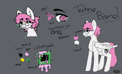 Size: 2048x1250 | Tagged: safe, imported from derpibooru, oc, oc:techno bismol, pegasus, glasses, pegasus oc, reference sheet, wings