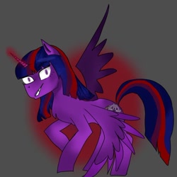 Size: 668x667 | Tagged: safe, artist:ddddashie, imported from derpibooru, twilight sparkle, alicorn, pony, elements of insanity, abstract background, alternate cutie mark, brutalight sparcake, female, horn, looking at you, mare, smiling, solo, twilight sparkle (alicorn), wings