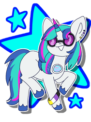 Size: 768x1024 | Tagged: artist needed, safe, artist:featherzen, artist:ponydoodles, imported from derpibooru, dj pon-3, vinyl scratch, pony, unicorn, bracelet, ear piercing, earring, female, jewelry, mare, missing cutie mark, piercing, simple background, solo, stars, sunglasses, transparent background