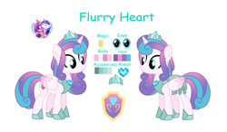 Size: 3296x1928 | Tagged: safe, artist:diamant-as, artist:lazuli0209, artist:mint-light, imported from derpibooru, princess cadance, princess flurry heart, shining armor, alicorn, pony, armor, crown, female, jewelry, male, mare, older, older flurry heart, reference sheet, regalia, simple background, solo focus, stallion, story in the source, white background