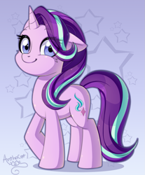 Size: 911x1101 | Tagged: safe, artist:anthocat, imported from derpibooru, starlight glimmer, pony, unicorn, cheek fluff, cute, female, floppy ears, glimmerbetes, looking at you, mare, smiling, solo, stars