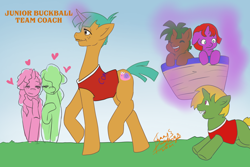 Size: 1772x1181 | Tagged: safe, artist:shacy's pagelings, imported from derpibooru, snails, earth pony, pony, unicorn, bucking