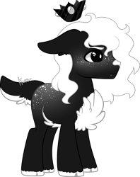 Size: 2916x3676 | Tagged: safe, artist:kurosawakuro, imported from derpibooru, oc, oc only, deer, deer pony, original species, base used, chest fluff, coat markings, crown, deer tail, facial markings, freckles, jewelry, looking forward, male, pale belly, regalia, simple background, snip (coat marking), solo, standing, transparent background, white belly, white mane
