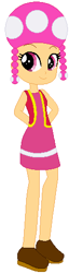 Size: 127x496 | Tagged: safe, artist:ra1nb0wk1tty, artist:selenaede, artist:user15432, imported from derpibooru, human, equestria girls, barely eqg related, base used, clothes, crossover, dress, equestria girls style, equestria girls-ified, hands behind back, hat, mushroom hat, nintendo, pigtails, pink dress, shoes, solo, super mario bros., toadette, vest