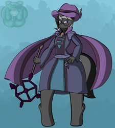 Size: 2700x3000 | Tagged: safe, artist:chibiemiko, imported from derpibooru, oc, oc:silent dawn, anthro, anthro oc, beard, butt, disproportional anatomy, facial hair, glasses, hat, huge butt, large butt, runescape, staff, wizard hat