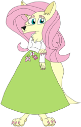 Size: 2088x3264 | Tagged: safe, artist:hubfanlover678, imported from derpibooru, fluttershy, anthro, digitigrade anthro, wolf, equestria girls, clothes, long skirt, simple background, skirt, solo, species swap, white background, wolfified