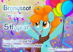 Size: 667x474 | Tagged: safe, artist:bronyscot, imported from derpibooru, oc, oc only, oc:nessie, oc:nessie (bronyscot), pony, balloon, bronyscot, bronyscot 2018, mascot, scotland, solo