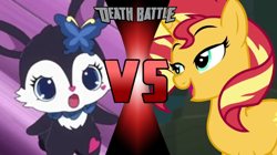 Size: 750x421 | Tagged: safe, artist:mega-poneo, imported from derpibooru, sunset shimmer, death battle, exploitable meme, jewelpet, luea, meme