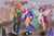 Size: 1772x1181 | Tagged: safe, artist:shacy's pagelings, imported from derpibooru, hitch trailblazer, izzy moonbow, pipp petals, sunny starscout, anthro, earth pony, pegasus, plantigrade anthro, pony, unicorn, spoiler:g5, armpits, bag, ball, boots, braid, carrying, clothes, converse, eyes closed, feet, female, g5, high heels, horn, horn guard, horn impalement, hornball, izzy's tennis ball, jacket, male, one eye closed, open mouth, open-toed shoes, pants, piggyback ride, pipp, shoes, skirt, spread wings, standing, tennis ball, toes, wings