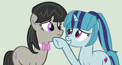 Size: 1282x689 | Tagged: safe, artist:jadeharmony, artist:jadethepegasus, imported from derpibooru, octavia melody, sonata dusk, chin up, duo, female, lesbian, shipping, sontavia