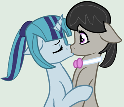 Size: 887x767 | Tagged: safe, artist:jadeharmony, artist:jadethepegasus, imported from derpibooru, octavia melody, sonata dusk, earth pony, pony, unicorn, duo, female, kiss on the lips, kissing, lesbian, shipping, sontavia