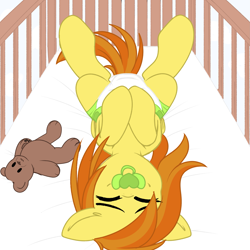 Size: 2995x2995 | Tagged: safe, artist:xcinnamon-twistx, imported from derpibooru, oc, oc:flash pen, baby, bed, colored sketch, commission, crib, diaper, non-baby in diaper, pacifier, sketch, ych result, your character here