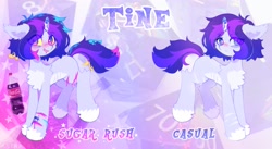 Size: 2181x1198 | Tagged: safe, artist:astralblues, imported from derpibooru, oc, oc only, oc:letine, pony, unicorn, chest fluff, cola cola, cut, cute, ear fluff, hoof fluff, horn, leg fluff, reference sheet, scar, shy, small horn, solo