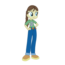 Size: 768x768 | Tagged: safe, artist:supermario64fan, imported from derpibooru, heidi hay, equestria girls, .ai available, .svg available, braid, braided pigtails, clothes, cutie mark, cutie mark on clothes, equestria girls-ified, female, horseshoes, pants, pigtails, shirt, shoes, simple background, solo, svg, t-shirt, transparent background, vector