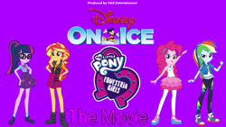Size: 3840x2160 | Tagged: safe, artist:axelsanchez, imported from derpibooru, pinkie pie, rainbow dash, sci-twi, sunset shimmer, twilight sparkle, human, equestria girls, clothes, converse, disney on ice, female, glasses, movie, outfit, pantyhose, ponytail, shoes