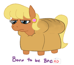 Size: 774x681 | Tagged: safe, artist:jargon scott, imported from derpibooru, ms. harshwhinny, bread pony, earth pony, food pony, pony, bread, female, food, mare, pun, simple background, solo, unamused, white background