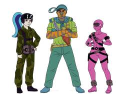 Size: 1200x900 | Tagged: safe, artist:faith-wolff, imported from derpibooru, pinkie pie, sonata dusk, human, fanfic:the bridge, clothes, costume, crossover, fanfic art, g.i. joe, humanized, megalon, ripcord, slit eyes, snake eyes, tunnel rat