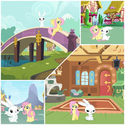 Size: 1024x1024 | Tagged: safe, artist:redyoshi1992, imported from derpibooru, angel bunny, fluttershy, pegasus, pony, rabbit, animal, comic, duo, female, fluttershy's cottage, male, mare, micro, ponyville, requested art, tiny, tiny ponies