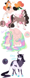 Size: 1500x3800 | Tagged: safe, artist:arexstar, imported from derpibooru, oc, oc only, oc:aura song, oc:neapolitan, oc:peony, oc:starry obsidian, earth pony, pegasus, pony, unicorn, curved horn, horn, magical lesbian spawn, offspring, parent:cheese sandwich, parent:pinkie pie, parent:princess cadance, parent:princess luna, parent:tree hugger, parent:twilight sparkle, parents:cheesepie, parents:twiluna, simple background, white background
