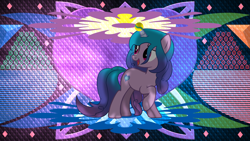 Size: 3840x2160 | Tagged: safe, artist:laszlvfx, edit, imported from derpibooru, izzy moonbow, pony, ball, g5, horn, hornball, solo, wallpaper, wallpaper edit