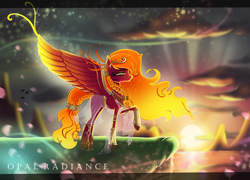 Size: 1620x1165 | Tagged: safe, artist:melanyoprisdraws, artist:opal_radiance, imported from derpibooru, philomena, pegasus, pony, braid, cliff, fire, ponified, ponified pony pets, species swap, squint, water