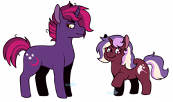 Size: 3700x2192 | Tagged: safe, artist:mvdkips, imported from derpibooru, oc, oc only, oc:astral night, oc:star catcher, unicorn, female, magical lesbian spawn, male, mare, offspring, parent:tempest shadow, parent:twilight sparkle, parents:tempestlight, stallion