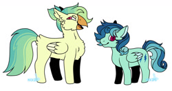 Size: 1280x677 | Tagged: safe, artist:mvdkips, imported from derpibooru, oc, oc only, oc:blue streak, oc:privateer, hybrid, pegasus, pony, magical lesbian spawn, offspring, parent:captain celaeno, parent:rainbow dash, parent:vapor trail, parents:celaenodash, parents:vapordash