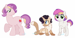 Size: 1280x651 | Tagged: dead source, safe, artist:mvdkips, imported from derpibooru, oc, oc only, oc:duchess, oc:gala, earth pony, hybrid, pony, unicorn, female, interspecies offspring, magical lesbian spawn, male, offspring, parent:applejack, parent:capper, parent:capper dapperpaws, parent:rarity, parents:capperity, parents:rarijack