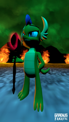 Size: 1920x3413 | Tagged: safe, artist:gradiusfanatic, imported from derpibooru, smolder, dragon, 3d, bloodstone scepter, dragoness, female, solo, source filmmaker