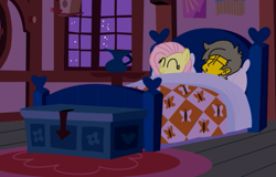 Size: 641x411 | Tagged: safe, artist:haileykitty69, imported from derpibooru, fluttershy, human, pegasus, bed, bedtime, crossover, crossover shipping, eyes closed, fluttermour, in bed, seymour skinner, shipping, sleeping, the simpsons