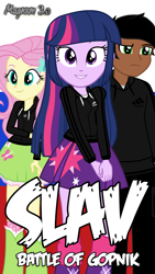 Size: 1080x1920 | Tagged: safe, artist:edy_january, imported from derpibooru, fluttershy, twilight sparkle, oc, oc:edy january, equestria girls, adidas, adidas tracksuit, clothes, gopnik, hardbass, looking at you, photo, skirt, slav, slav battle of gopnik, smiling, smiling at you, solo, sweatshirt, wallpaper