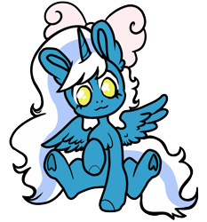 Size: 1218x1306 | Tagged: safe, artist:cryptidmars, imported from derpibooru, oc, oc:fleurbelle, alicorn, adorabelle, alicorn oc, bow, chibi, cute, female, hair bow, horn, mare, ocbetes, simple background, transparent background, wings, yellow eyes