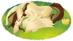 Size: 3326x1879 | Tagged: safe, artist:skyblazeart, imported from derpibooru, oc, oc only, oc:prince whateverer, pegasus, pony, crown, digital art, eyes closed, full body, grass, jewelry, male, regalia, request, simple background, sleeping, solo, transparent background, wings