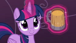 Size: 1920x1080 | Tagged: safe, imported from derpibooru, screencap, twilight sparkle, alicorn, pony, a hearth's warming tail, 1080p, cute, female, magic, magic aura, mare, mug, smiling, solo, twiabetes, twilight sparkle (alicorn)