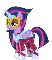 Size: 1329x1523 | Tagged: safe, alternate version, anonymous artist, derpibooru exclusive, imported from derpibooru, masked matter-horn, twilight sparkle, alicorn, pony, .svg available, alternate hairstyle, female, goggles, horn, latex, latex suit, mare, mask, power ponies, simple background, smiling, solo, svg, transparent background, twilight sparkle (alicorn), vector, wings