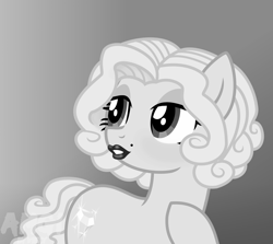 Size: 2414x2150 | Tagged: safe, alternate version, artist:amgiwolf, imported from derpibooru, oc, oc only, earth pony, pony, ear piercing, eyelashes, female, hoof on chest, lipstick, looking back, makeup, mare, marilyn monroe, monochrome, piercing, ponified, signature, simple background, solo, transparent background