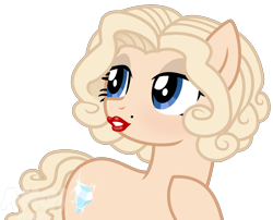 Size: 2310x1866 | Tagged: safe, alternate version, artist:amgiwolf, imported from derpibooru, oc, oc only, earth pony, pony, ear piercing, eyelashes, female, hoof on chest, lipstick, looking back, makeup, mare, marilyn monroe, piercing, ponified, signature, simple background, solo, transparent background