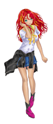 Size: 1757x4092 | Tagged: safe, artist:erim-kawamori, imported from derpibooru, sunset shimmer, human, anime style, clothes, female, humanized, sailor uniform, simple background, solo, transparent background, uniform